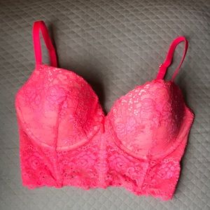 Hot Pink Lace 34DD Victoria’s Secret Bustier/Bra